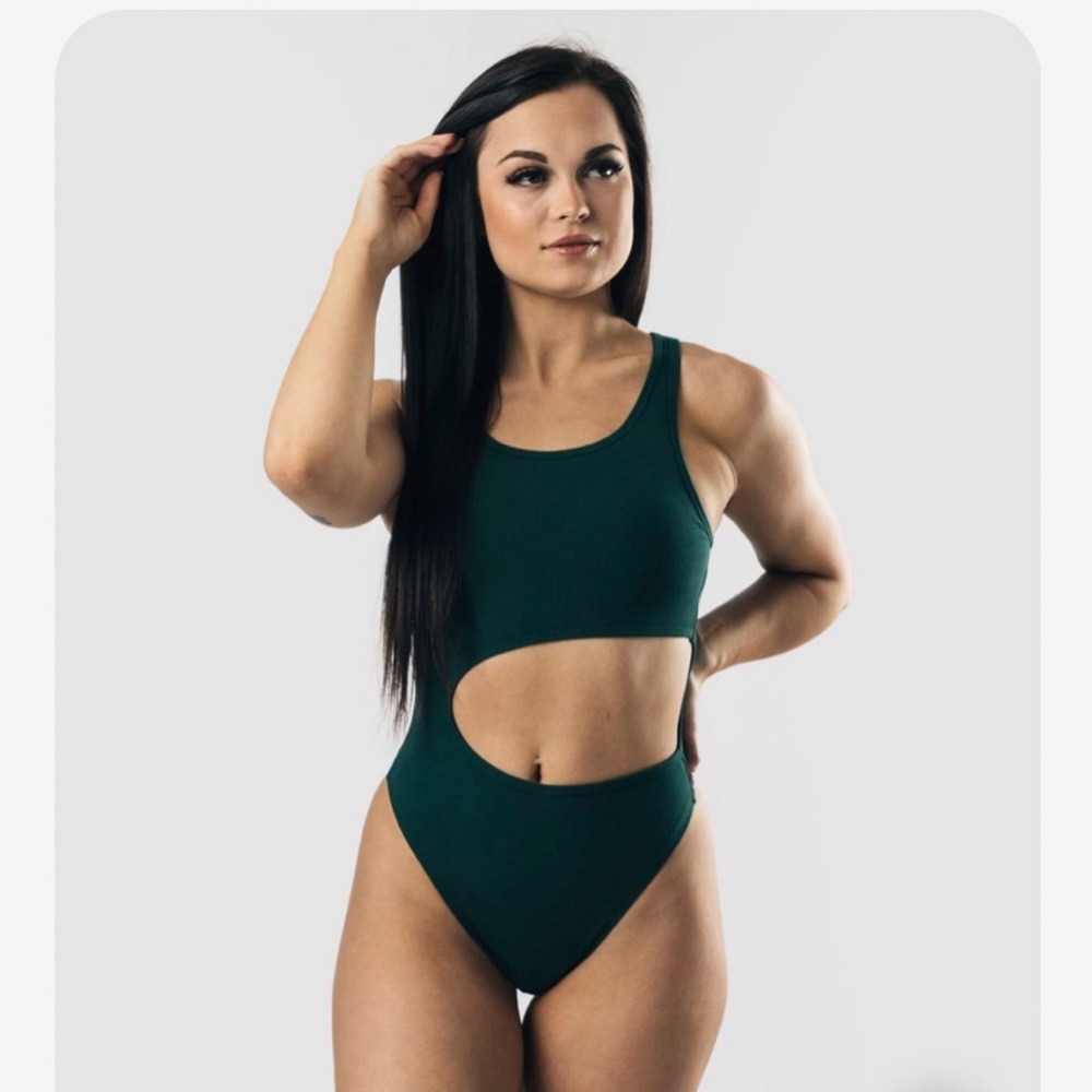 Alphalete Dark Green Cutout Bodysuit